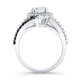 Contemporary Black Diamond Accent Moissanite Engagement Ring