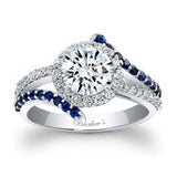 Contemporary Blue Sapphire Accent Moissanite Engagement Ring