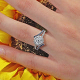 Contemporary Blue Sapphire Accent Moissanite Engagement Ring