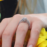 Contemporary Blue Sapphire Accent Moissanite Engagement Ring
