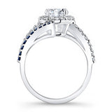 Contemporary Blue Sapphire Accent Engagement Ring