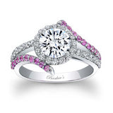 Contemporary Pink Sapphire Accent Moissanite Engagement Ring