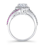 Contemporary Pink Sapphire Accent Moissanite Engagement Ring