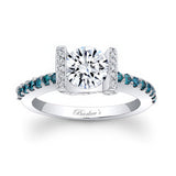 Vintage Pave Blue Diamond Accent Moissanite Ring