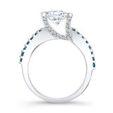 Vintage Pave Blue Diamond Accent Moissanite Ring