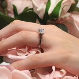 Vintage Pave Black Diamond Accent Moissanite Ring