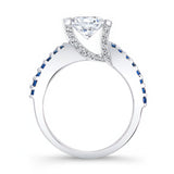 Vintage Pave Blue Sapphire Accent Moissanite Ring