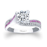 Pink Sapphire Accent Moissanite Pave Ring