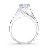 Pink Sapphire Accent Moissanite Pave Ring