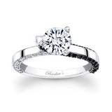 Three Prong Black Diamond Accent Moissanite Ring