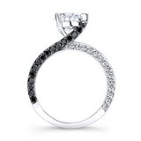 Three Prong Black Diamond Accent Moissanite Ring