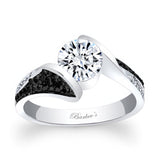 Pave Round Black Diamond Accent Moissanite Ring