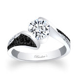 Pave Round Lab Diamond Ring With Black Diamonds