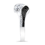 Pave Round Lab Diamond Ring With Black Diamonds