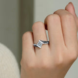 Pave Princess Cut Black Diamond Accent Moissanite Ring
