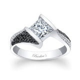 Pave Princess Cut Black Diamond Accent Ring