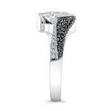 Pave Princess Cut Black Diamond Accent Moissanite Ring