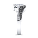 Pave Princess Cut Black Diamond Accent Ring