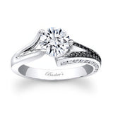 Three Prong Split Shank Black Diamond Accent Moissanite Ring