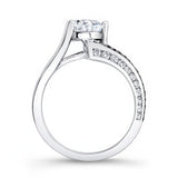 Three Prong Split Shank Black Diamond Accent Moissanite Ring