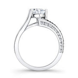 Three Prong Split Shank Black Diamond Accent Moissanite Ring