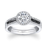 Half Carat Interlock Halo Black Diamond Accent Bridal Set