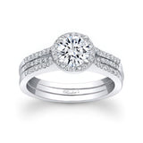 Half Carat Moissanite Interlock Halo Bridal Set