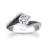 Vintage Bypass Black Diamond Accent Moissanite Ring