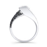 Vintage Bypass Black Diamond Accent Moissanite Ring