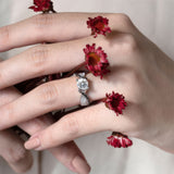 Pave Set Black Diamond Accent Moissanite Ring