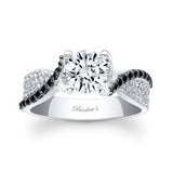 Pave Set Black Diamond Accent Moissanite Ring