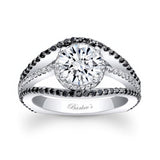 Vintage Halo Black Diamond Accent Moissanite Ring
