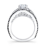 Vintage Halo Black Diamond Accent Moissanite Ring