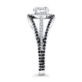 Vintage Halo Black Diamond Accent Moissanite Ring