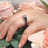 Vintage 1 Carat Moissanite Black Diamond Accent Engagement Ring