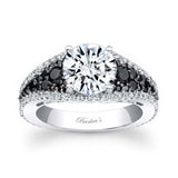 Vintage 1 Carat Moissanite Black Diamond Accent Engagement Ring
