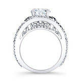Vintage 1 Carat Moissanite Black Diamond Accent Engagement Ring