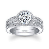 3 Piece Moissanite Halo Wedding Ring Set