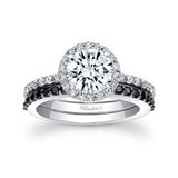 Black Diamond Accent Halo Wedding Ring Set