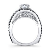 Art Deco Black Diamond Accent Moissanite Ring
