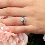 Unique Blue Diamond Accent Moissanite Engagement Ring