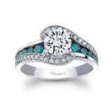 Unique Blue Diamond Accent Moissanite Engagement Ring