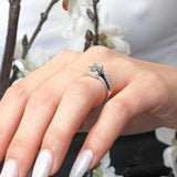 Unique Black Diamond Accent Engagement Ring