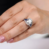 Unique 5 Carat Moissanite Engagement Ring With Blue Sapphire Accents