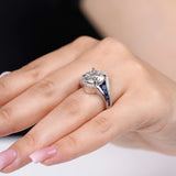 Unique 5 Carat Moissanite Engagement Ring With Blue Sapphire Accents