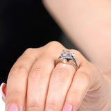 Unique 5 Carat Moissanite Engagement Ring With Blue Sapphire Accents