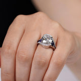 Unique 5 Carat Moissanite Engagement Ring With Blue Sapphire Accents
