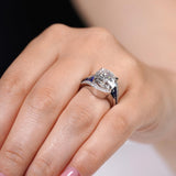 Unique 5 Carat Moissanite Engagement Ring With Blue Sapphire Accents