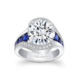 Unique 5 Carat Moissanite Engagement Ring With Blue Sapphire Accents