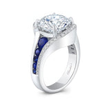 Unique 5 Carat Moissanite Engagement Ring With Blue Sapphire Accents